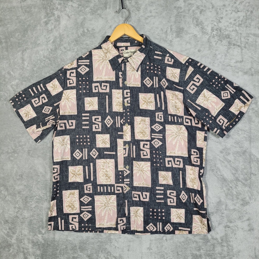 Cooke Street Honolulu Hawaiian Shirt Mens 2XL Palm Tree Pineapple Floral Aloha